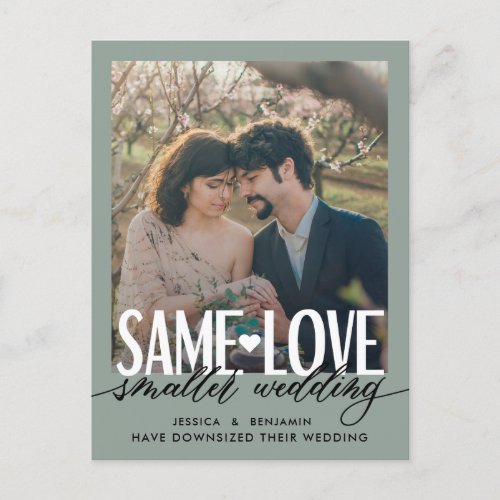 Same Love Smaller Wedding  Wedding Update Announcement Postcard