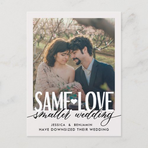 Same Love Smaller Wedding  Wedding Update Announcement Postcard