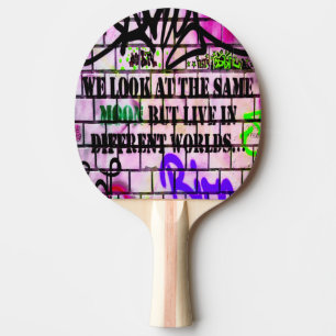 Same Moon Different Worlds Colorful Graffiti Ping Pong Paddle