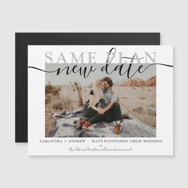 Same plan new date modern typography photo (Front/Back)