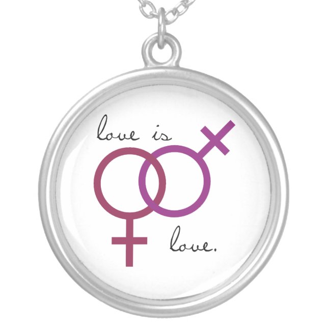 Same-Sex Love is Love (women) Silver Plated Necklace (Front)