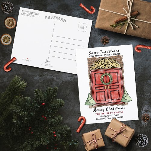 Same Traditions New Home Christmas Announcement Postcard