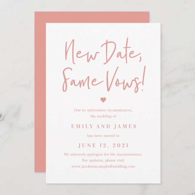 Same Vows EDITABLE COLOR Change The Date Card (Front/Back)