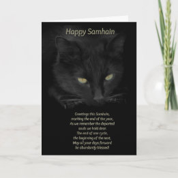 Samhain Black Cat Blessings Happy Samhain Celtic Card
