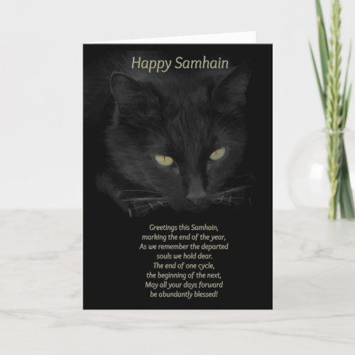 Samhain Black Cat Blessings Happy Samhain Celtic Card