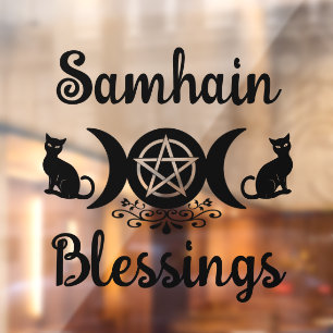 Samhain Blessings Celtic Wiccan Halloween Window Cling