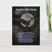 Samhain Blessings with Raven or Crow and Moon