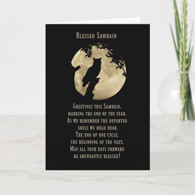 Samhain Cards, Blessed Samhain with Own and Moon Card (Front)