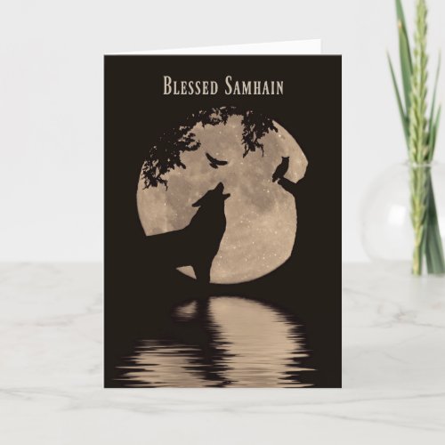Samhain Cards Wolf Owl and Raven Moon Blessing