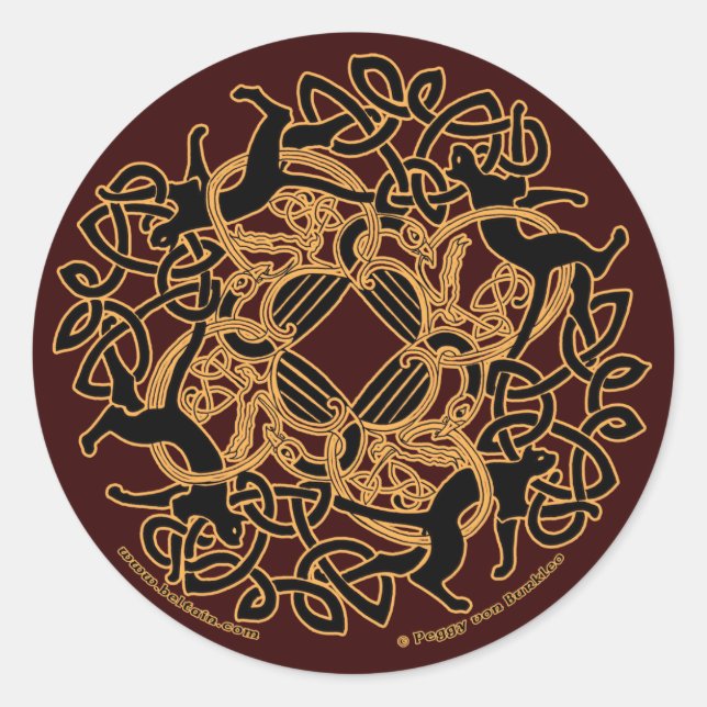 Samhain Celtic Cats Knotwork Stickers (Front)