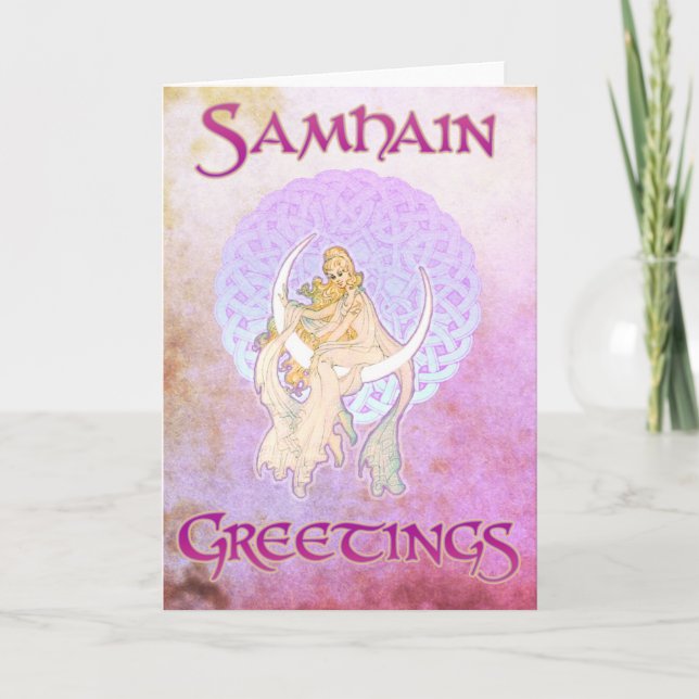 Samhain Greetings Lunar Goddess Card (Front)