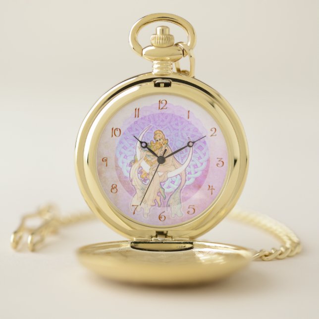 Samhain Greetings Lunar Goddess Pocket Watch (Inside)