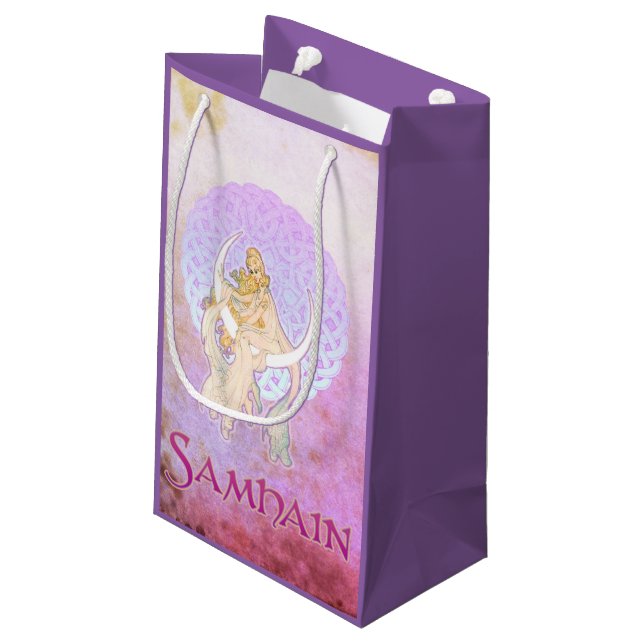 Samhain Greetings Lunar Goddess Small Gift Bag (Back Angled)