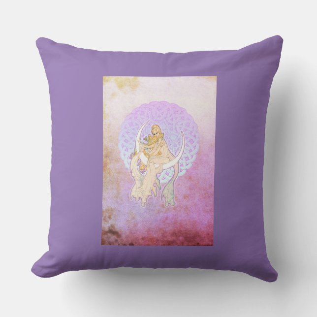 Samhain Greetings Lunar Goddess Throw Pillow (Front)