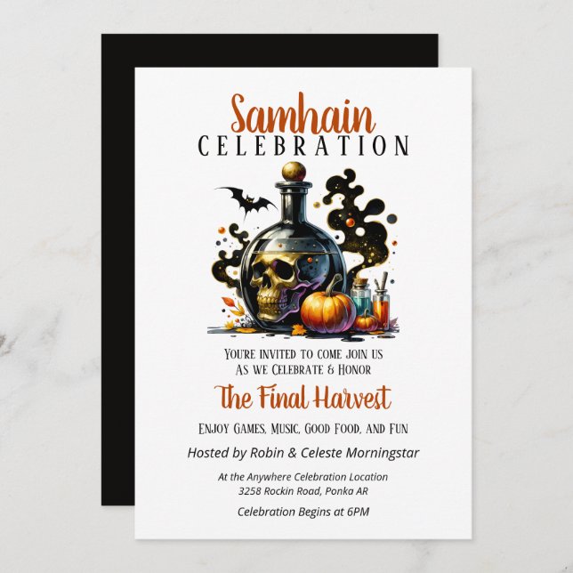 Samhain Harvest Witches Brew Halloween Party Invitation (Front/Back)