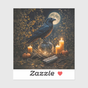 Samhain Inspired Raven Mystical Moon Sticker