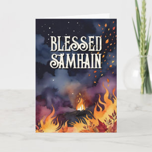 Samhain Night Fall Forest Pagan Bonfire Halloween Card