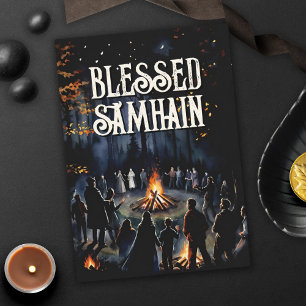 Samhain Night Fall Forest Pagan Bonfire Halloween Card