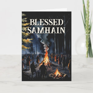 Samhain Night Fall Forest Pagan Bonfire Halloween Card