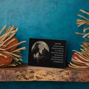Samhain Pagan Holiday Black Cats and Ravens Poem Plaque