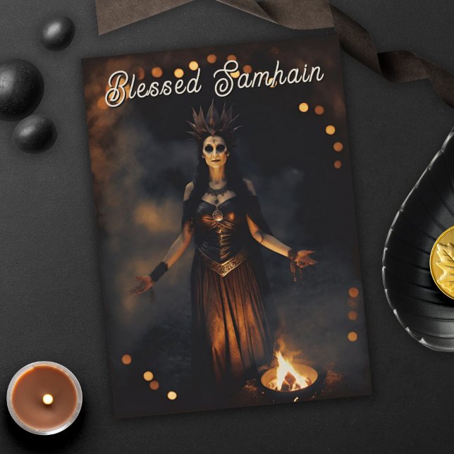 Samhain Pagan Witch Blessed Halloween Fall Night Card (Samhain Pagan Witch Blessed Halloween Fall Night Greeting Card)