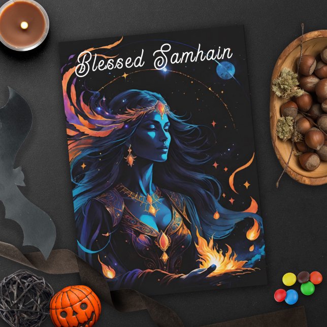 Samhain Pagan Witch Blessed Halloween Fall Night Card (Samhain Pagan Witch Blessed Halloween Fall Night Greeting Card)