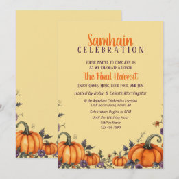 Samhain Party Fall Pumpkins & Leaves Invitation