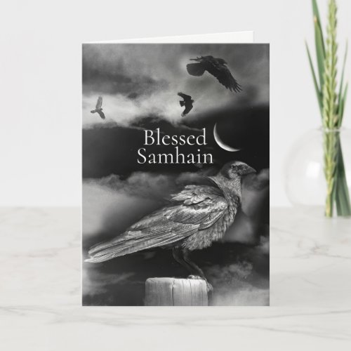 Samhain Ravens and Crescent Moon  Card