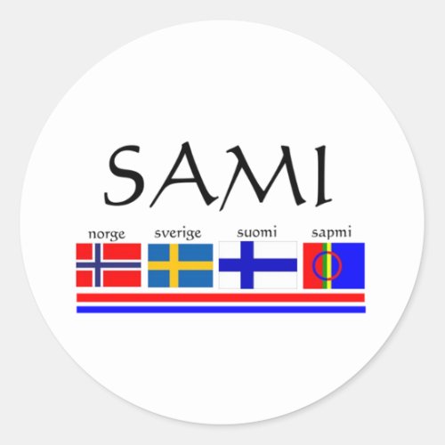 Sami and Scandinavian flags Classic Round Sticker