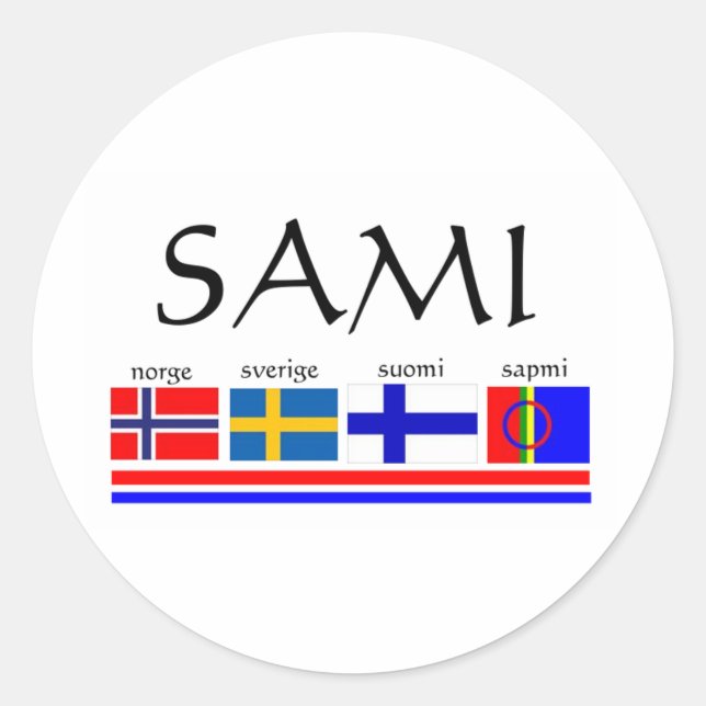 Sami and Scandinavian flags Classic Round Sticker (Front)
