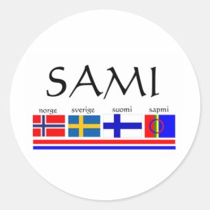 Sami and Scandinavian flags Classic Round Sticker