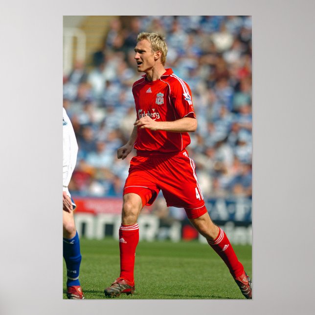 Sami Hyypia Playing For Liverpool FC Poster (Front)
