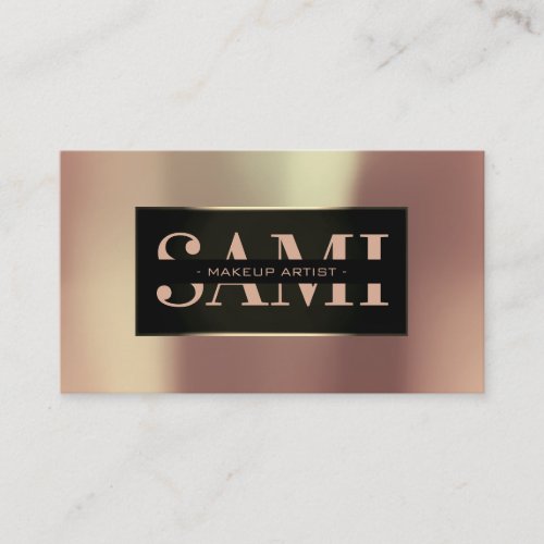 Sami Metallic Rose Gold Black Frame Custom Business Card