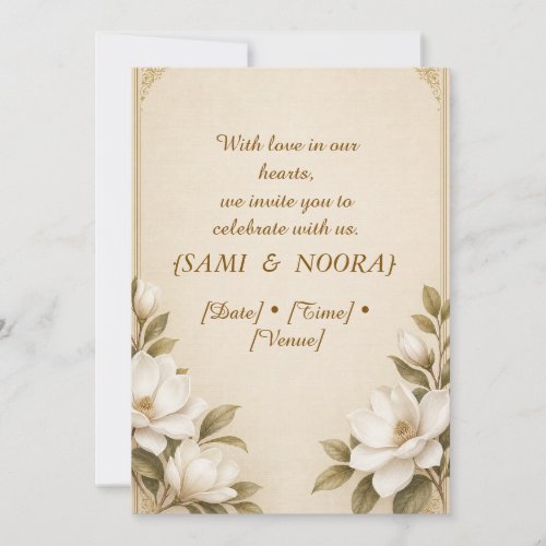 Sami & Nora Elegant Floral Wedding Invitation