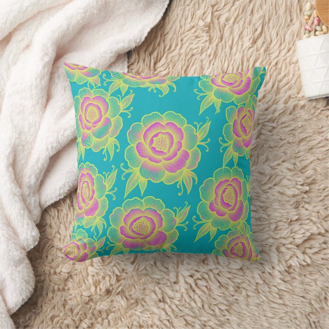 Sami 💜 Purple Baroque Floral Throw Pillow (Blanket)