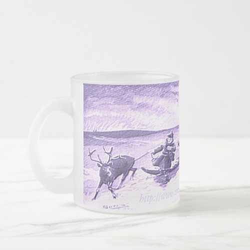 Sami Reindeer Roping Frosted Glass Coffee Mug