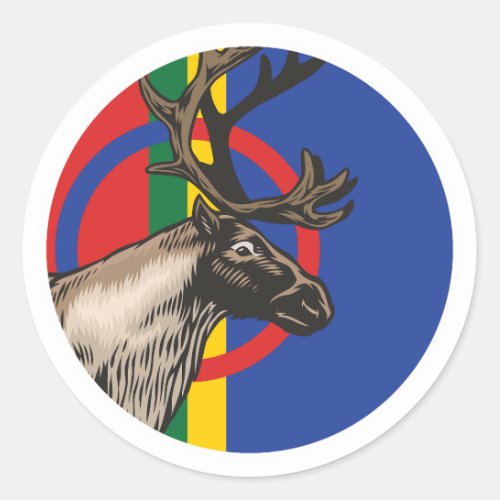 Sami Reindeer Saami National Animal Flag Classic Round Sticker
