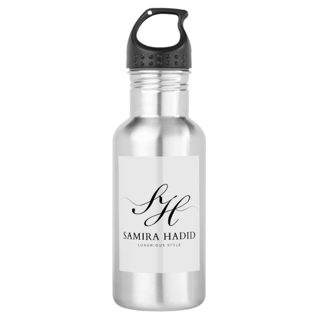 Samira Hadid Monogram Luxury Stainless Steel Water Bottle (Front)
