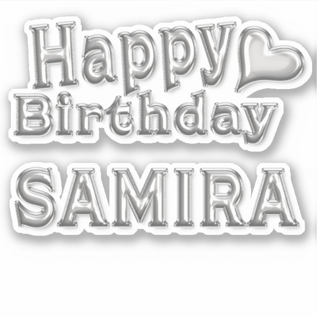 Samira Happy Birthday silver Sticker (Front)
