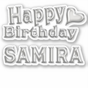 Samira Happy Birthday silver stickers