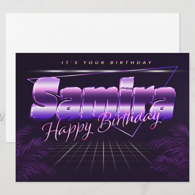 Samira Name First Name lil retro card birthday (Front/Back)