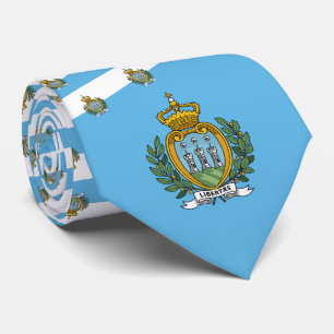 Sammarinese Flag & Coat of Arms ,San Marino Flag Neck Tie