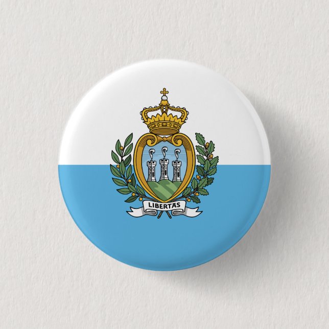 Sammarinese Flag, Flag of San Marino Button (Front)
