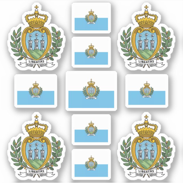 Sammarinese state symbols / coat of arms and flag sticker (Front)