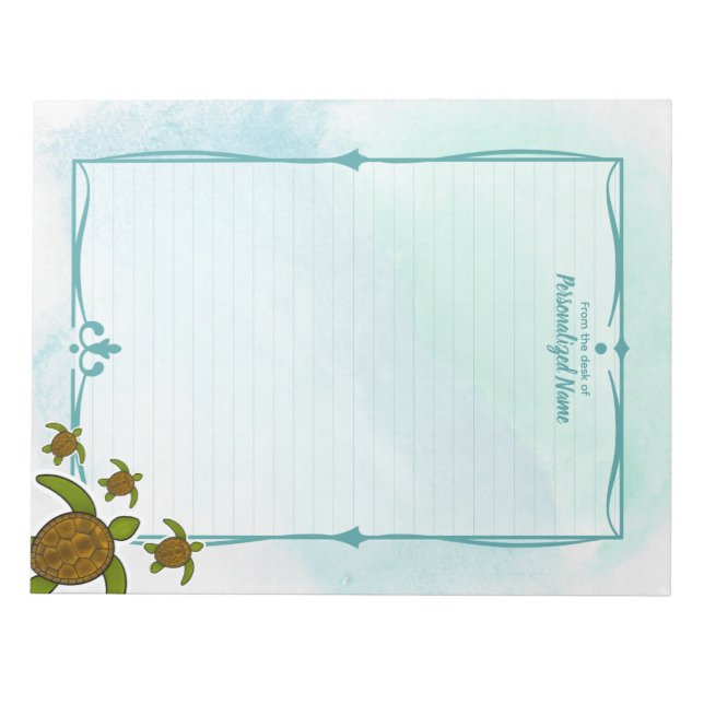 Sammy Sea Turtle Lined Notepad (Front)