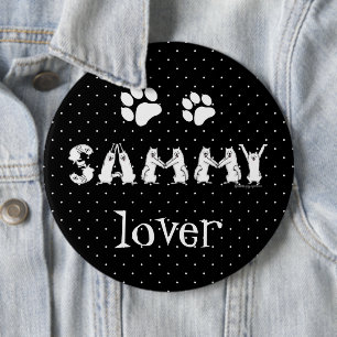 Sammy Spelled in Samoyed Dog Letters Button
