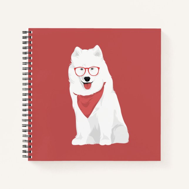Sammy The Red Bandana Samoyed Dog Notebook (Front)