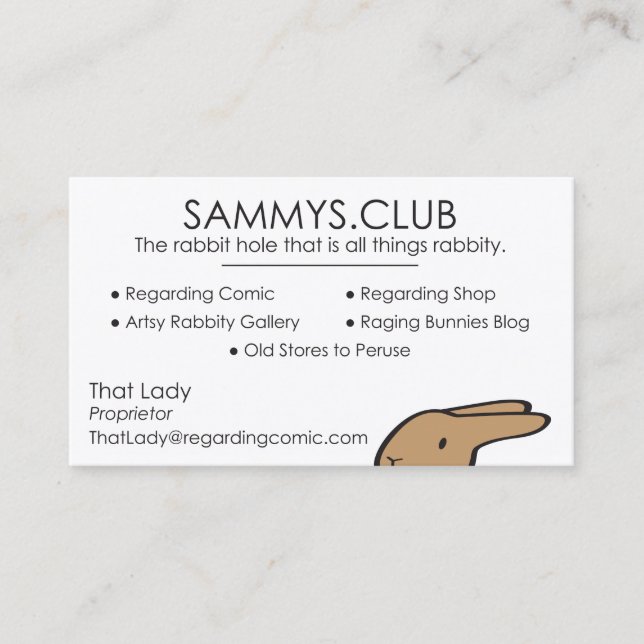 SAMMYS CLUB BUSINESS CARD (Front)