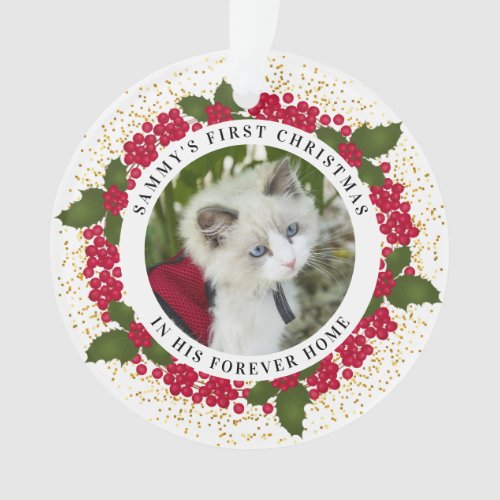 Sammys First Forever Christmas Cat Photo Ornament