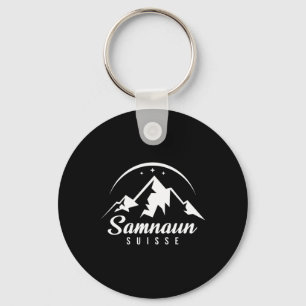 Samnaun Switzerland Ski Resort Skiing Snowboarding Keychain